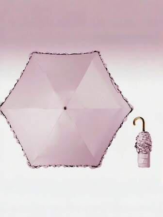 Mini Folding Umbrella Pocket Lace Lace Creative Uv Protection School Portable Travel Essentials Halloween Christmas Curved Handle Parasol Gift For Ladies