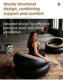 1pc Inflatable Cylindrical Sofa, Inflatable Camping Chair, Inflatable Slouchy Sofa, Inflatable Chair, Foldable Portable Inflatable Chair, Suitable For Living Room, Bedroom, Reading Room, Bedroom, Balcony, Outdoor Camping, Easy To Store And Carry, Leisure And Entertainment, Dorm, Backrest Chair - Multicolor - View 4