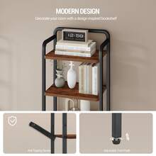 HEXCELEN Bookshelf, Shelf, Standing Shelf, Narrow Bookcase, Industrial Corner Shelf, Slim Shelf For Home Office, Living Room, Bedroom, Kitchen, 6 Tiers Vintage Brown-Black - màu đen - Xem 6