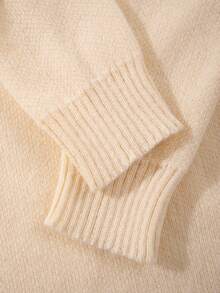 ANDREILEE Men's Casual Pullover Sweater, Streetwear Style, Solid Color, Long Sleeve, Round Neck, Loose Fit, Short Length, Lightweight, Polyester, Suitable For Spring, Autumn And Winter - Beige - View 8