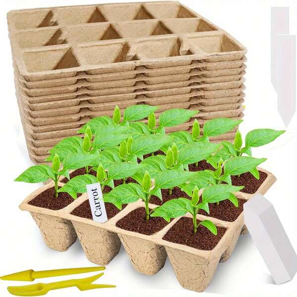 5/15 Packs Peat Pots Seed Starter Pots Peat Pots For Seedlings, Starter Pots For Planting Seeds With 10 Plant Labels For Indoor Outdoor Gard