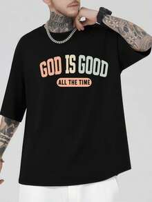 PLUS SIZE God Is Good Graphic Tee Premium Cotton Blend Durable Classic Fit Urban – Versatile Daily Use - Black - View 1