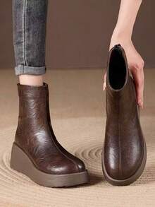 Fashionable Girls Ankle Boots, Increase Height, Versatile Boots, Autumn/Winter - Brown - View 3