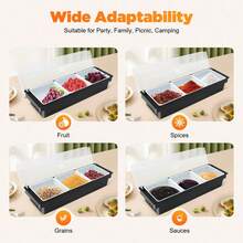Plastic Fruit Box 3 CompartmentsThree-Compartment Plastic Fruit And Condiment Box-Fresh-Keeping, Divided Storage For Kitchen Use Or Cocktail Garnish Display At The Bar. - 1 - Xem 3