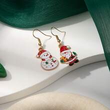 New Asymmetric Christmas Snowflake Bell Earrings, Fresh And Sweet Cartoon Drip Oil Reindeer And Bear Earrings, Holiday Jewelry For Women