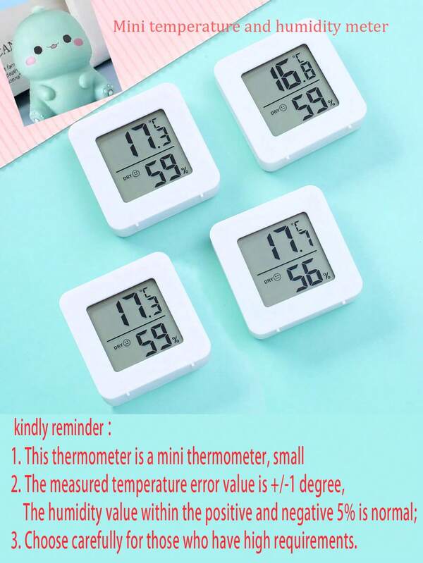 1/2/4 Stück Mini Digitales Innenthermometer Hygrometer LCD Temperatur Feuchtigkeitsmessgerät, für den Innenbereich - Genaue Temperatur- und Feuchtigkeitsüberwachung, batteriebetrieben, einfache Installation, Weiß (nur Celsius), Raumklima-Monitor | Modernes ästhetisches Design | Minimalistisches weißes Gehäuse