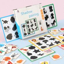 1件儿童木制影子配对游戏卡通图案益智玩具，是送给3岁以上男孩女孩的绝佳圣诞节和新年礼物 - 彩色 - 查看 4