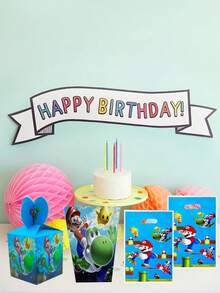 Super Mario Portable Candy Packaging Box, Fruit Biscuit Creative Gift, Baking Paper Box, Birthday Party Gift Packaging Bag, Pearlescent Film PE Gift