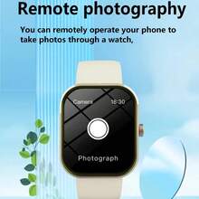 2.01 Inch Full Touch Screen Silicone Strap Smartwatch, Unisex Sports Fitness Tracker With 100+ Sport Modes, Wireless Call, Remote Camera, Music Control, Alarm, Weather Forecast, TFT Display, 180mAh Battery - Suitable Gift For Men, Women, Friends, Lovers, Parents - Gold + Olive Green Strap - View 7