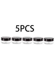 Przezroczyste, puste słoiki na próbki kosmetyków 20/10/5/1 szt./50 szt. (wraz z łyżeczką) / 5 g, plastikowe słoiki, wielokolorowy krem do twarzy i balsam, szminka, cień do powiek, puder do paznokci, biżuteria, eleganckie i małe, wygodne w noszeniu, wielokrotnego użytku, akcesoria podróżne (różowy, biały, czarny)