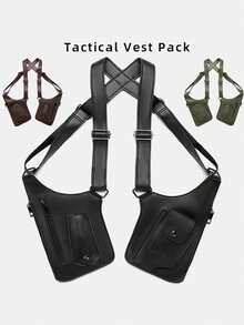 1 pieza Bolso de cintura casual de hombre de piel sintética (PU), bolso de pecho versátil de estilo urbano funcional para hombre