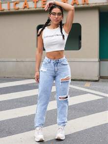 Women Jeans - 藍色 - 查看 5