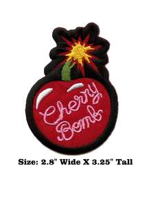 1PC Cherry Bomb Patch Favorite Red Fruit Embroidered Iron On - Multicolor - View 5