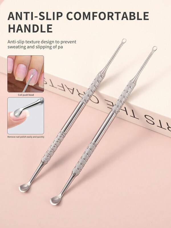 1 Stück Metall Doppelendiger Nagelhautschiebestab und Nagelhautentferner, Salon-Qualität Edelstahl Gel-Nagellack Kratzer Professionelles Maniküre-Pediküre-Reinigungswerkzeug für Finger- und Fußnägel