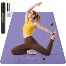 Thick TPE Yoga Mat 72"X48" - 6/8/10/12mm Extra Cushion For Joint Support And Comfort Non-Slip Texture Durable And Waterproof Includes Bag Strap And Towel For Home Workout Pilates And Yoga - 紫色 - 查看 2