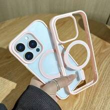 奢华透明磁吸无线充电手机壳适用于 IP17 16 15 14 13 12 11Pro Max 7/8Plus Xsmax/Xr/X 透明亚克力超薄硬框防震后盖 17Air 手机壳 - 粉色 - 查看 5