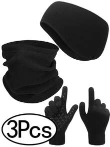 6 Pieces Ear Warmer Headband Warmer Face Mask Fleece Neck Gaiter Touch Screen Winter Knit Gloves For Men And Women Winter Fleece Neck Warmer Face Gaiter Skiing Windproof Ski Neck Gaiter For Unisex