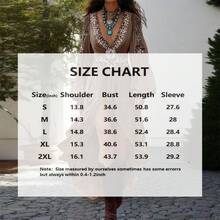 Women's Patchwork Dress With Puff Sleeves & Asymmetric Hem, Western Style Flowy Boho Long Dress For Spring Fall - Coffee - 查看 8
