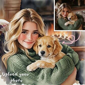 1枚 カスタマイズ写真キャンバスプリント - 手描き木製フレームアート、パーソナライズされた家族の肖像画やPETの肖像画ギフト、リビング、寝室、オフィスの装飾に最適 - 屋内/屋外使用、PET好きへの完璧なギフト | 高品質キャンバスウォールアート