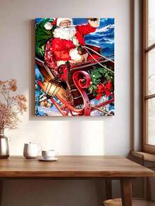 DIY Paint By Numbers For Adults  Santa Claus And Sleigh Christmas Art Kit, 16x20 Inch Acrylic Painting Set With Brushes And Paints, Frameless Wall Decor Craft, Ideal Gift For Birthdays, Father'S Day, Christmas, Mother'S Day - Nhiều màu - Xem 4