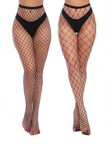 2pcs Sexy Black,White,Red Fishnet Tights & Pantyhose,Slimming Fishnet Stockings Heels Halloween Stockings - màu đen - Xem 1
