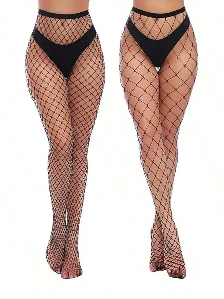 2pcs Sexy Black,White,Red Fishnet Tights & Pantyhose,Slimming Fishnet Stockings Heels Halloween Stockings - màu đen - Xem 1