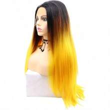 Front Lace Synthetic Hightemperature Silk Head Cover Yellow Gradient Color - Amarillo - Ver 2