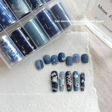 SENLUER 2 片装 10 粉色秋冬美拉德哥特格子牛仔卡通涂鸦蝴蝶结爱心星星转印纸指甲装饰指甲贴纸指甲配件贴纸，适合美甲沙龙 DIY，送给女孩和女士的礼物，适合所有季节（无转印胶）