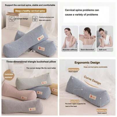 - Almohadas para cuello y cuello cervical, almohada de alforfn, almohada de apoyo para el cuello, almohada de cuello cervical, alivio del dolor de cuello para dormir de espalda y lateral