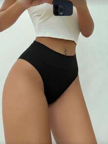 Kit 3 Women's Ribbed Panties, High Waist, Premium Comfort - Assorted Colors - 彩色 - 查看 4