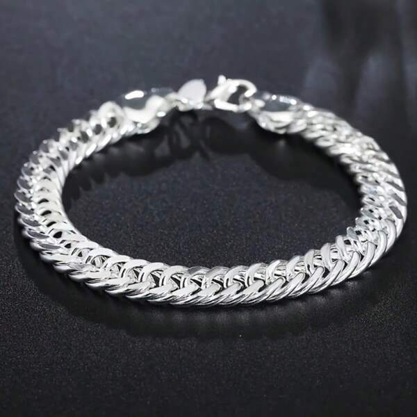 سوار سلسلة بعرض 10 مم، مناسب للرجال والأولاد والنساء، للحفلات الراقية وهدايا الزفاف، بطول 20 سم/8 بوصة