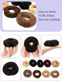 1件装直发发髻假发 - 厚实发髻马尾辫接发，100%真人发丝，外观自然，佩戴牢固，适合婚礼、派对和日常造型 - 彩色 - 查看 5