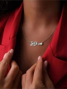 1pc Personalized Magic Broom Necklace - Stainless Steel Witch & Wizard Pendant, Custom English Letter, Women's Fashion Accessory, Gold - Multicolor - View 6