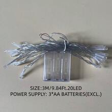 1 件 10/10/20/40/80 LED 1.5m/2m/3m/4m/10m 卧室童话灯串适用于生日派对婚礼室内装饰电池供电照明 - 白色 - 查看 12