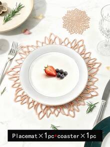 4pcs Gold Hollow Flower Shaped Pvc Placemats, Washable, Easy To Clean, Wipeable, Non-slip, Heat Resistant, For Dining Table, Holiday, Wedding, Party And Festival Decoration - Gold - View 17