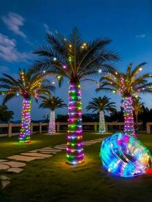 1 件户外太阳能灯管 - 300/200/100/50 LED，带太阳能电池板的灯管，8 种模式，IPX4 户外灯串，适用于泳池、婚礼、圣诞节、庭院、路径装饰、婚礼、圣诞节、万圣节、节日装饰和氛围照明花园装饰，LED 仙女灯，适合 DIY 装饰，非常适合庭院、花园、露台、栅栏、树木、蹦床、婚礼、生日派对、圣诞装饰，满足 11 个节日需求灯串 - 彩色光 - 查看 16