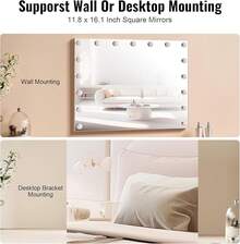 Vanity Mirror With Lights,15 Dimmable Bulbs &3 Color Lighting Modes, Makeup Mirror W/Detachable 5X Magnification,USB Port,Smart Touch Control,Desktop Wall-Mount(22.8x18.1 In, White)