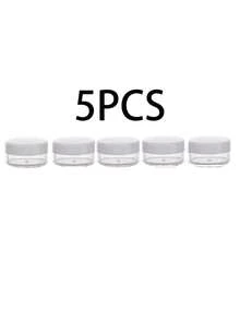 Przezroczyste, puste słoiki na próbki kosmetyków 20/10/5/1 szt./50 szt. (wraz z łyżeczką) / 5 g, plastikowe słoiki, wielokolorowy krem do twarzy i balsam, szminka, cień do powiek, puder do paznokci, biżuteria, eleganckie i małe, wygodne w noszeniu, wielokrotnego użytku, akcesoria podróżne (różowy, biały, czarny)