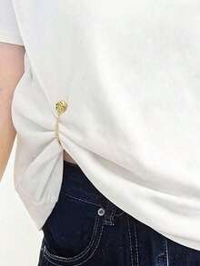 3 Packs Camellia T-Shirts Shortened Dress Sleeves Fixed Adjustable Buckle Hem Too Long Fixed Button - Vàng 1 cái - Xem 6