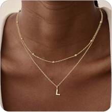 Initial Necklaces For Women 14k Gold Plated Dainty Layered A-Z Letter Pendant Necklaces For Women  Personalized Name Necklace Gold Jewelry Gifts Fashion Accessories2025 - l - 查看 12