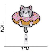 1pc/10pcs Cat Embroidery Retractable Badge Reel, Cute Pet Theme ID Card Holder Lanyard - Multicolor - View 4