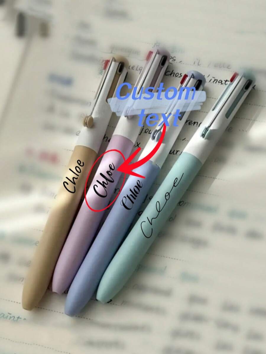 [Customization] Single Pack Four Color Neutral Pen 0.5mm Speed Drying Writing Pen Black Red Blue Green Neutral Pen Anti Broken Ink Button Noise Reduction Design Non Trace Pen Clip Double Bead CS Brushing Pen Office Supplies School Supplies,Diy - Multicolor - View 1