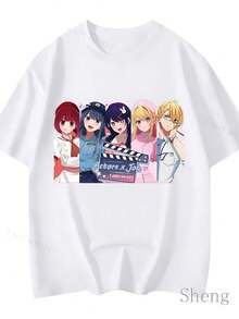 2024  Print Ai Hoshino Tops Akane Summer Women Tee Oshi No Ko Anime Women's T-Shirt Ruby Clothes Gifts For Girlfriends - 白色6 - 查看 1