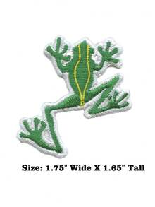 1PC Climbing Green Frog Patch Coqui Aesthetic Animal Embroidered Iron On - Multicolor - View 8