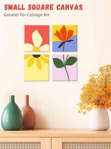 paquete de 12 piezas/6 piezas/1 pieza de paneles de lienzo en blanco - Tableros de grado artístico de 4x4 pulgadas para pintar con acrílico, gouache, témpera - Suministros de arte para adultos, profesionales - Ideal para manualidades de Acción de Gracias, Navidad, San Valentín, Regreso a clases