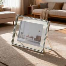 Eleganter silberner transparenter schwebender Glasmetall-Fotorahmen, 6/7/8/10 Zoll Trockenblumen-Fotohalter, hochwertige Wohndekoration - Silber - Übersicht 5