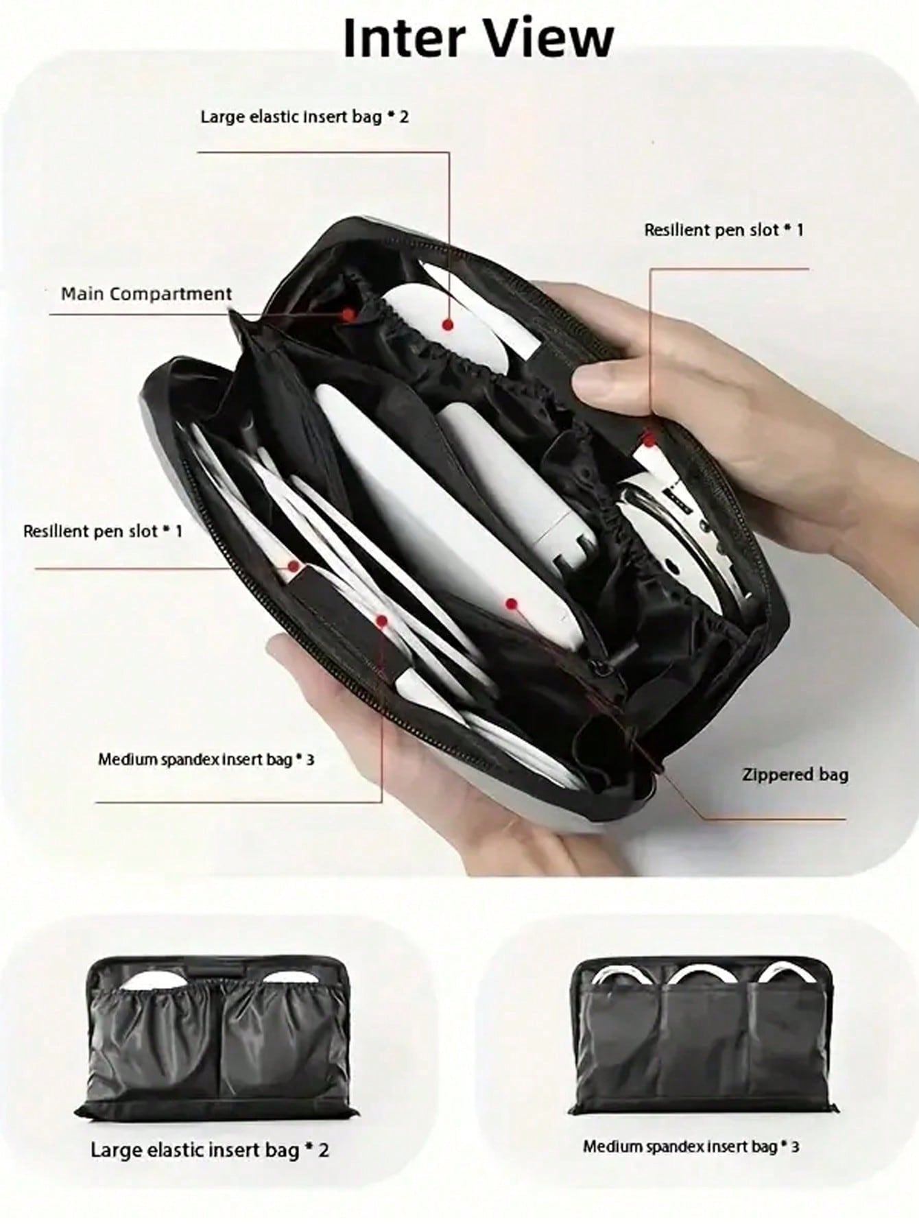 Digital portable storage bag/multi-color, gray digital organizer bag suitable for action camera, photography accessories, USB drives, charging cables, categorized storage, travel carrying bag/charger bag/waterproof charger box/multi-purpose electronics or