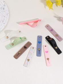 指握式手机支架，可伸缩通用纯色心形手机支架，适用于所有智能手机，兼容、安卓手机，生日礼物，送给家人、朋友的礼物，生日推拉式手机支架 - 彩色 - 查看 1