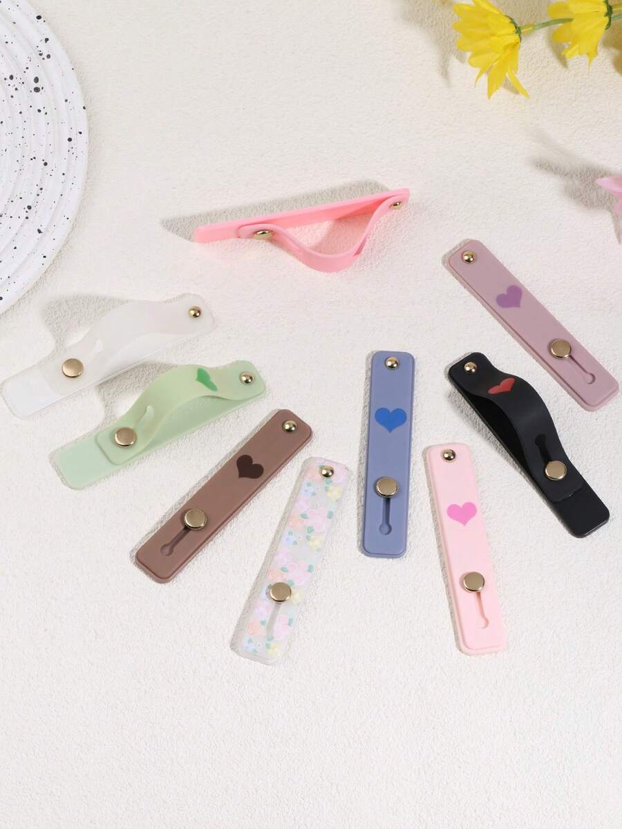 指握式手机支架,可伸缩通用纯色心形手机支架,适用于所有智能手机,兼容、安卓手机,生日礼物,送给家人、朋友的礼物,生日推拉式手机支架 - 彩色 - 查看 1