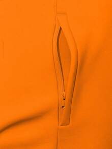 Mens Casual Solid Stacked Track Pants Zipper Pockets Polyester Spandex - Orange - View 4